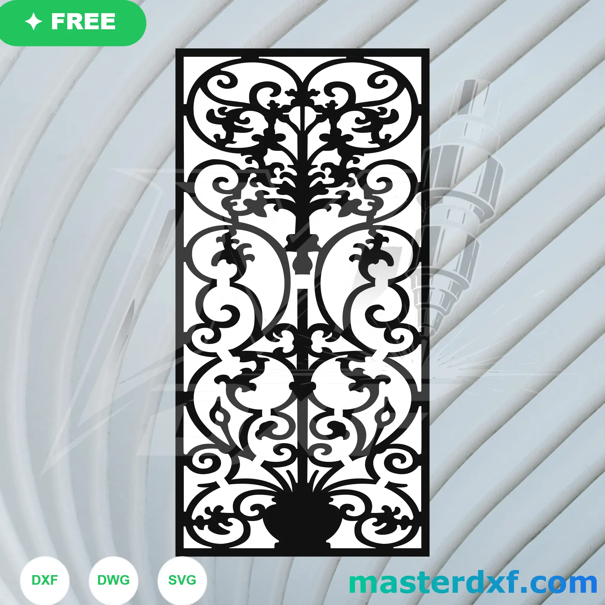 Potted Tree of Life DXF Panel for Symbolic Gate Designs DXF File